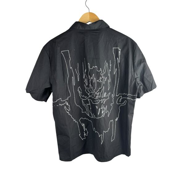 Zoro Onigiri Button Up Black Collared Short Sleeve Double Side Graphic HTF - Picture 2 of 6